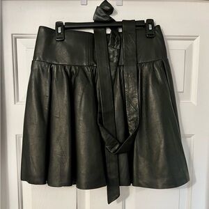 Chic Black Faux Leather A-Line Skirt